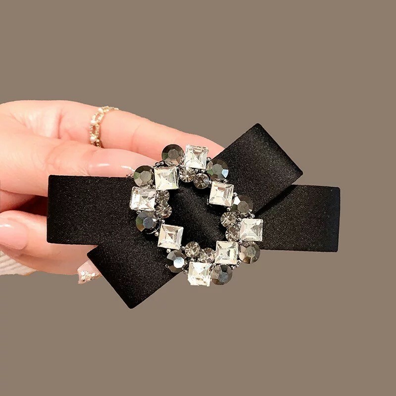 簡約氣質方鑽蝴蝶結髮夾(特價)