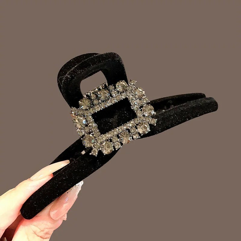 復古方鑽植絨鯊魚夾(特價)