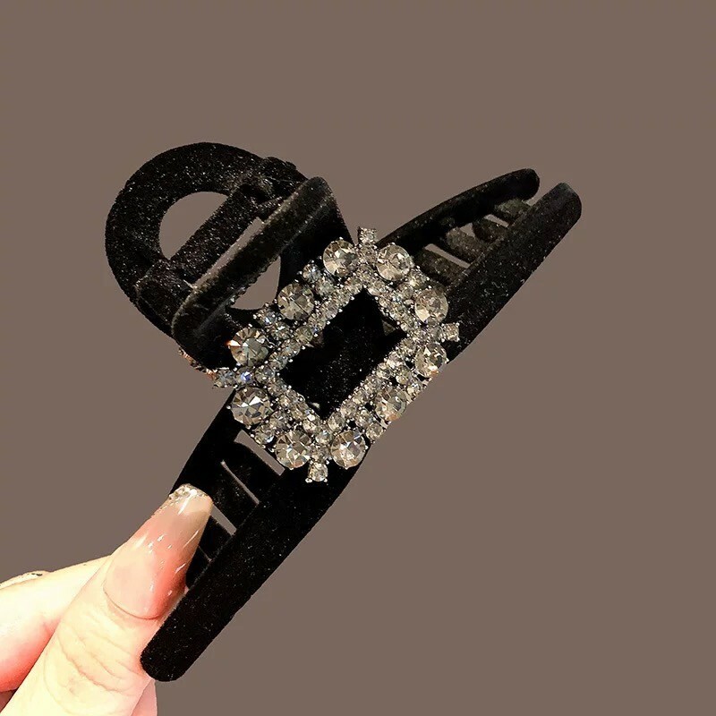 復古方鑽植絨鯊魚夾(特價)