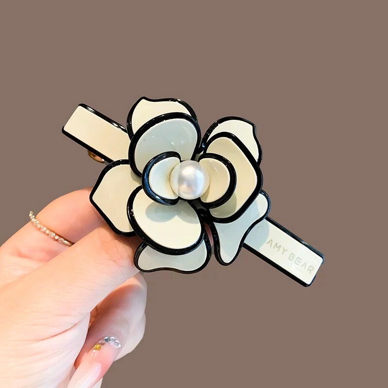 名媛小香風珍珠山茶花髮夾(特價)