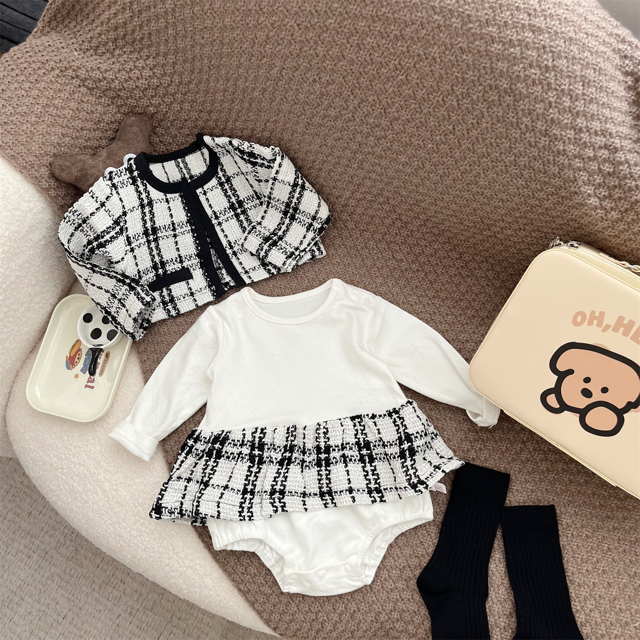 春款小香款兩件式包屁衣外套