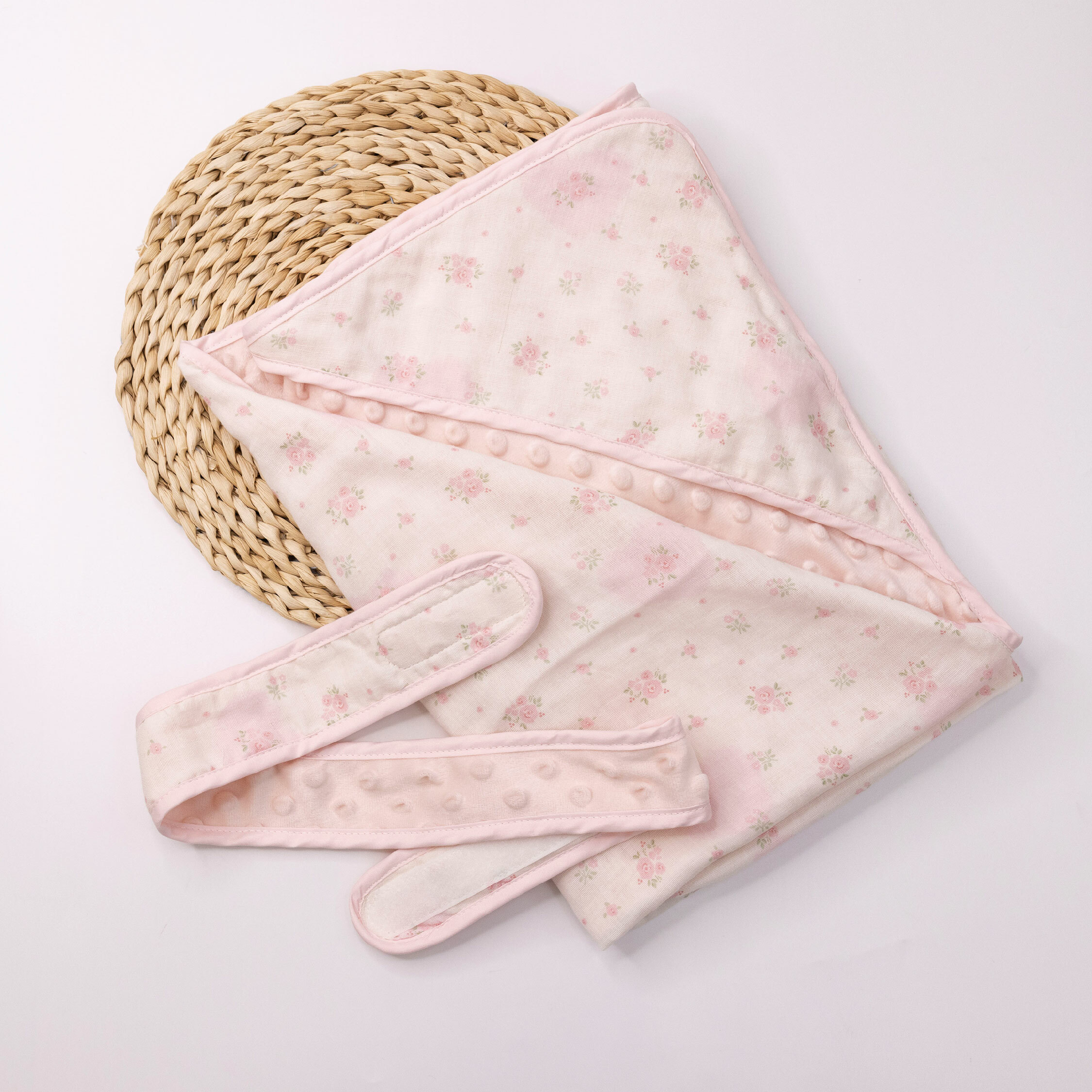 【JB0415】MIT小熊花朵魔粒寶寶包巾＊二色