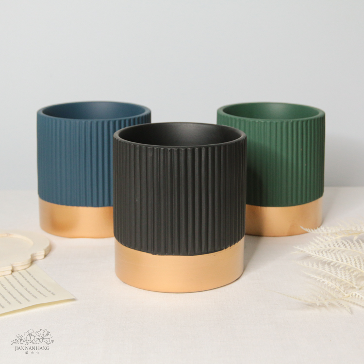 陶瓷花器 金邊花盆  3色