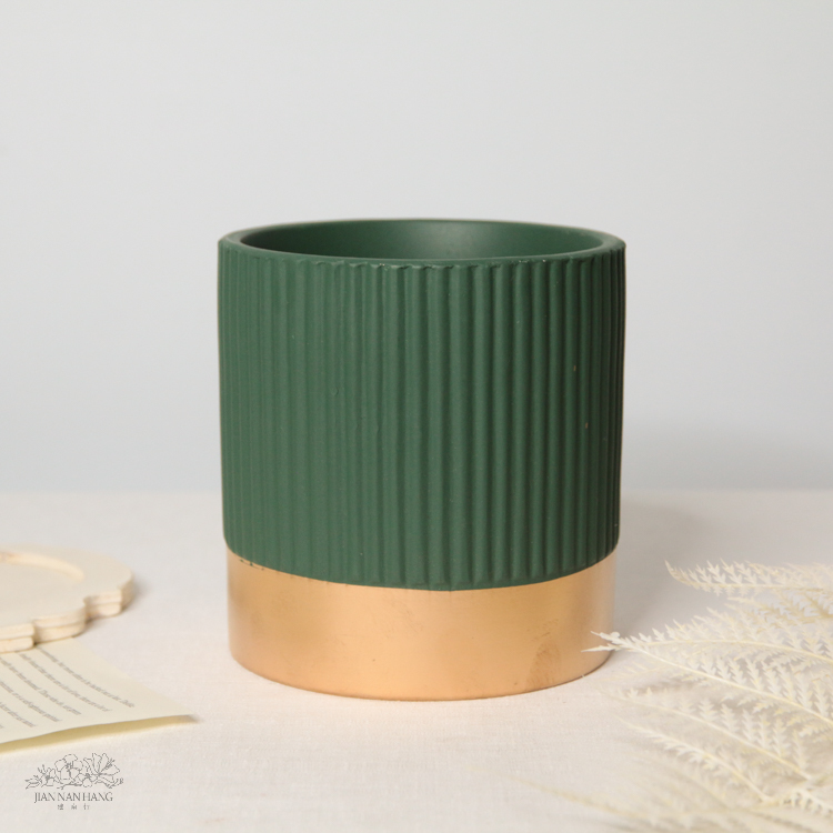 陶瓷花器 金邊花盆  3色