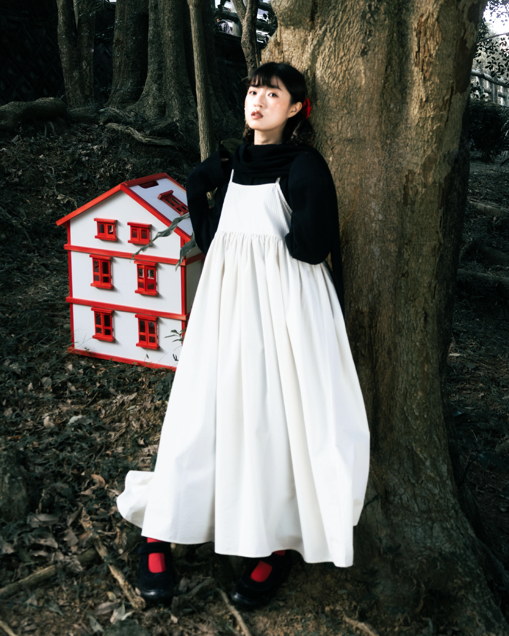 【 Kiki.co made 】shadow plaid onepiece - ivory