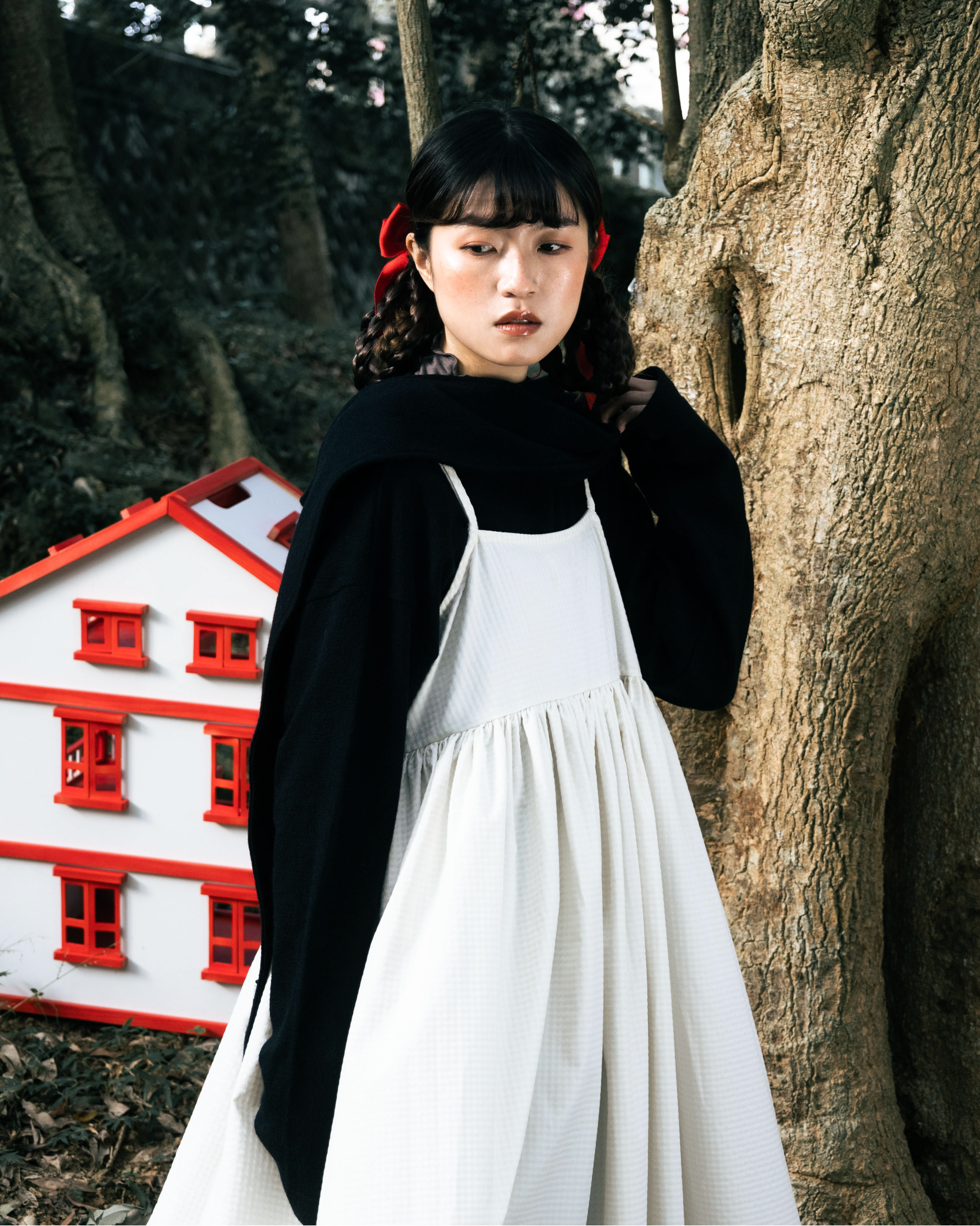 【 Kiki.co made 】shadow plaid onepiece - ivory