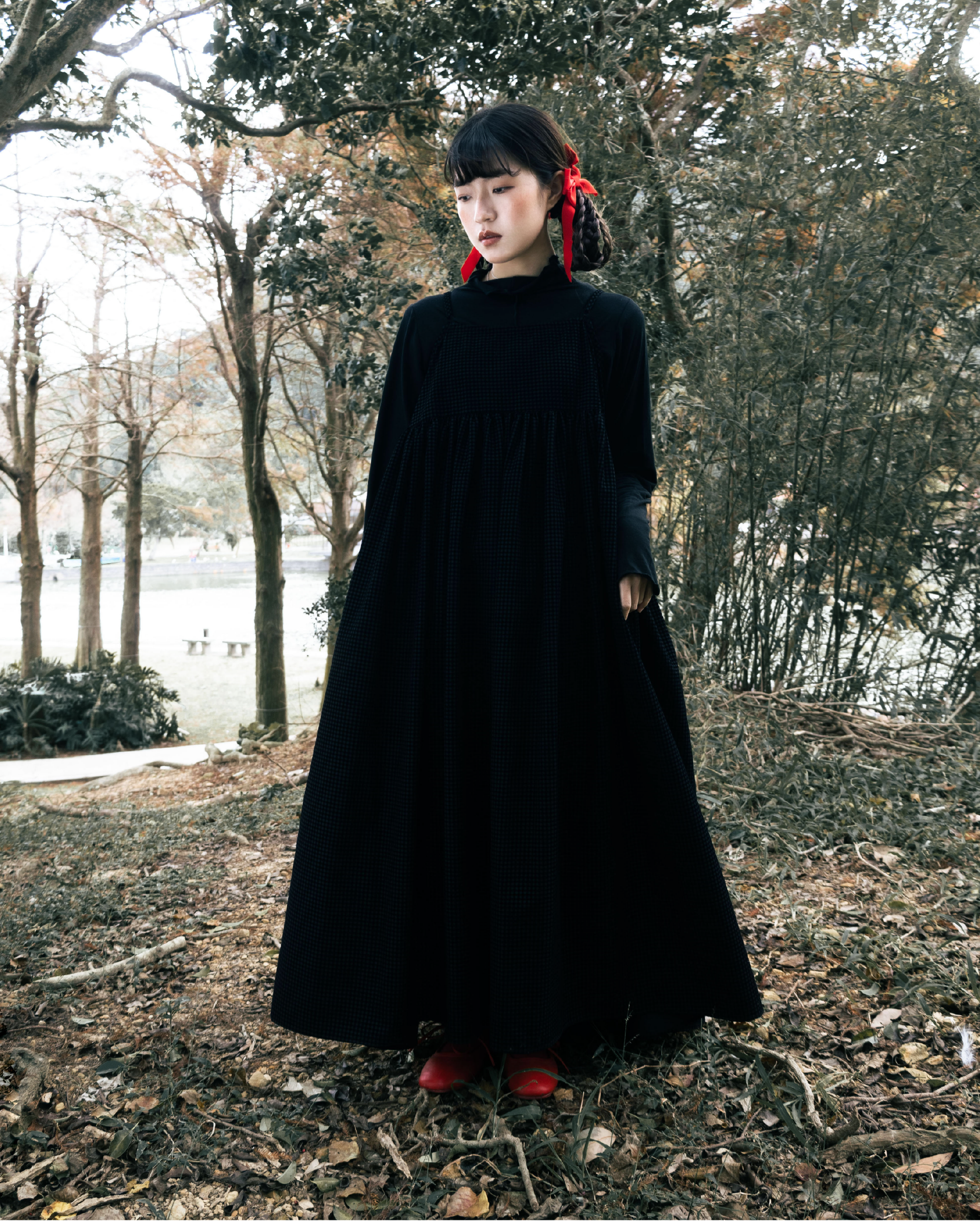 【 Kiki.co made 】shadow plaid onepiece - black