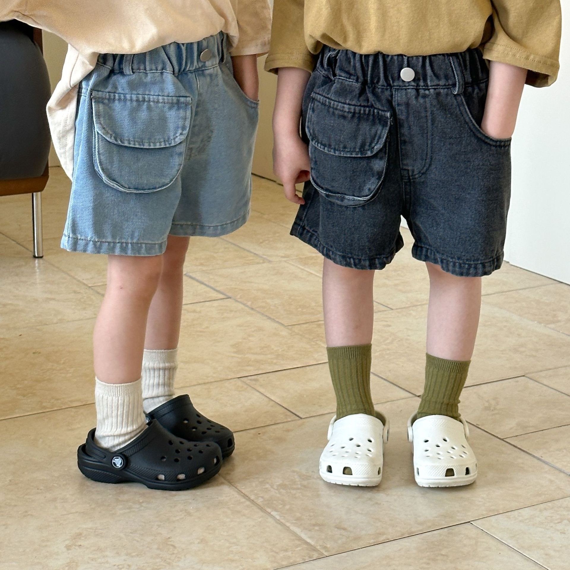 2色圓弧口袋牛仔褲