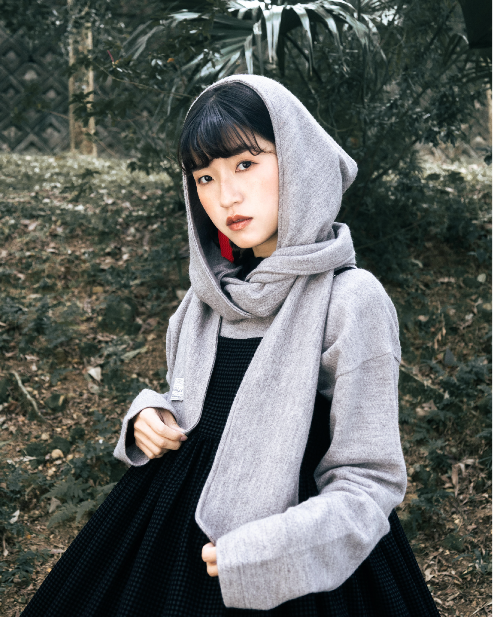 【 Kiki.co made 】wool hooded scarf - gray