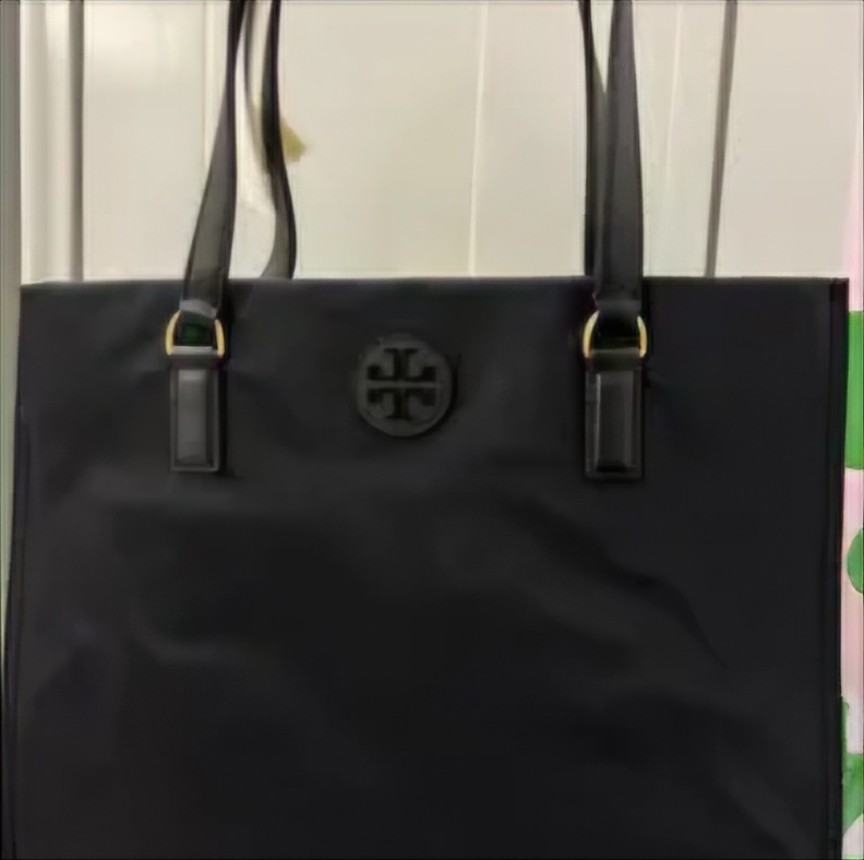 [S] TORY BURCH ELLA SMALL NYLON TOTE,BLACK, 160633-001 (STB638)