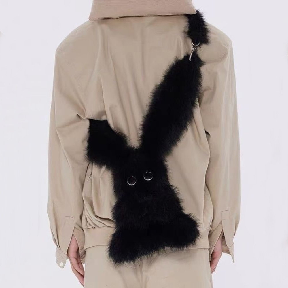 大眼兔子毛毛斜挎包