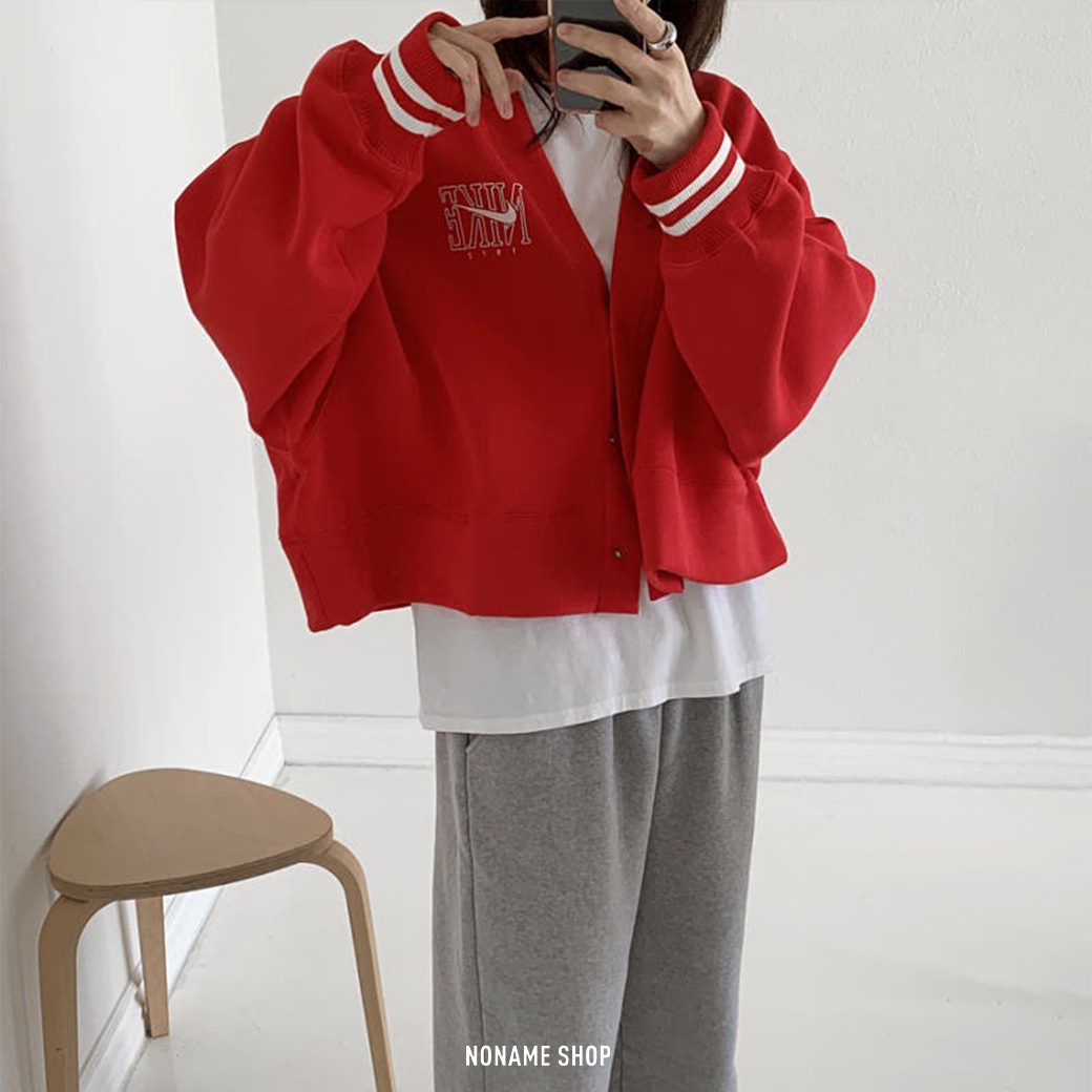 NIKE SPORTSWEAR Phoenix Fleece 休閒 寬鬆 V領 外套 喜氣紅 (女款)