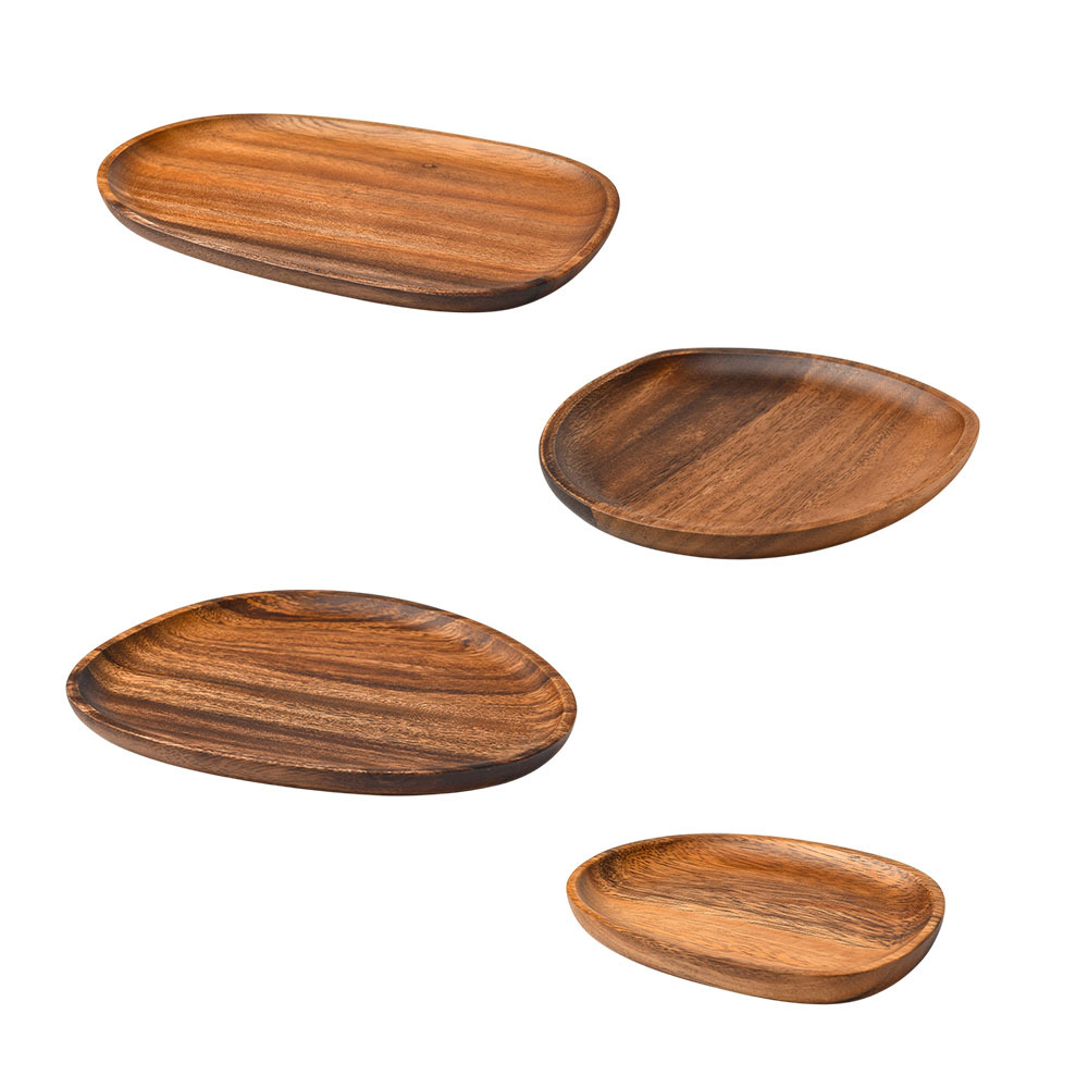 逐露天下 逐露天下 橡膠木鵝卵石碟