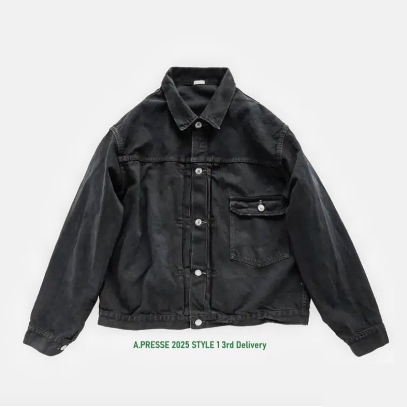 A.PRESSE 2025 S/S 1st TYPE DENIM JACKET - BLACK PRE ORDER ITEM (預訂中)
