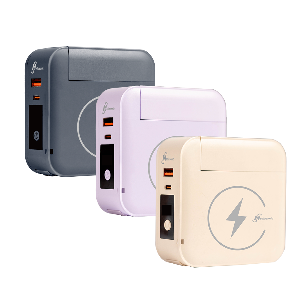 Mediasonic  | Wireless Power Bank | Power Bank+Wireless Charging+Removable Adapter (GLX4-AWC1W)