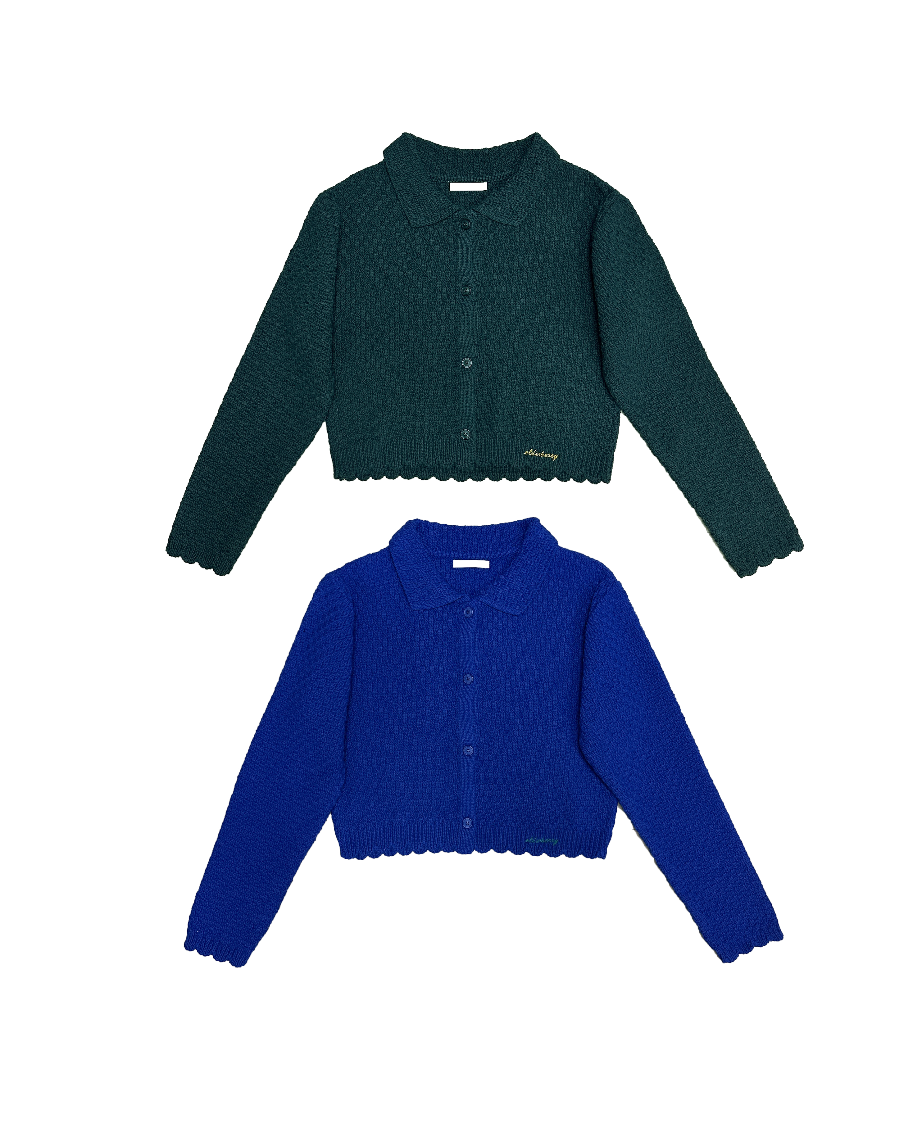 靚色小領針織短版外套