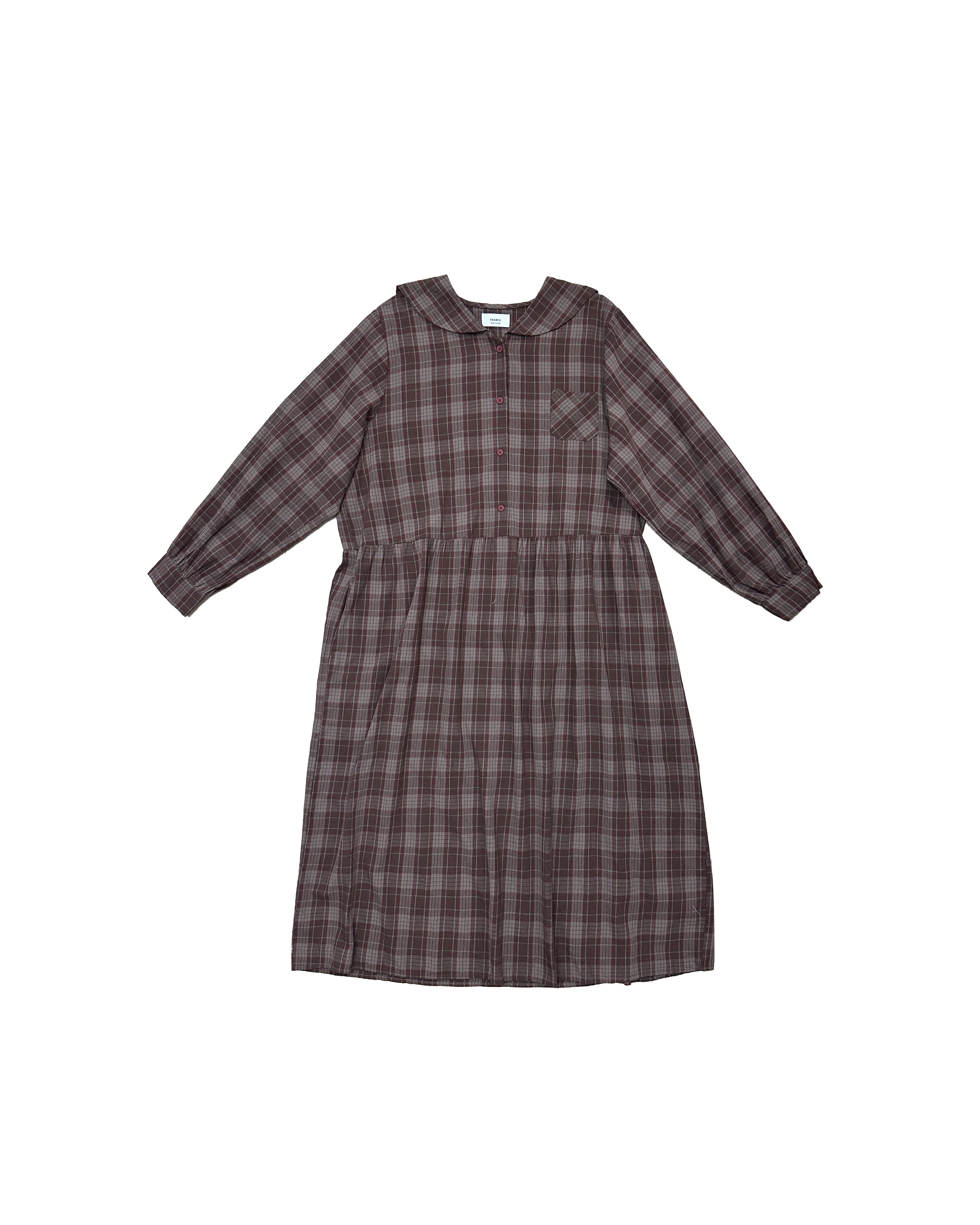 水手領格紋半開Onepiece