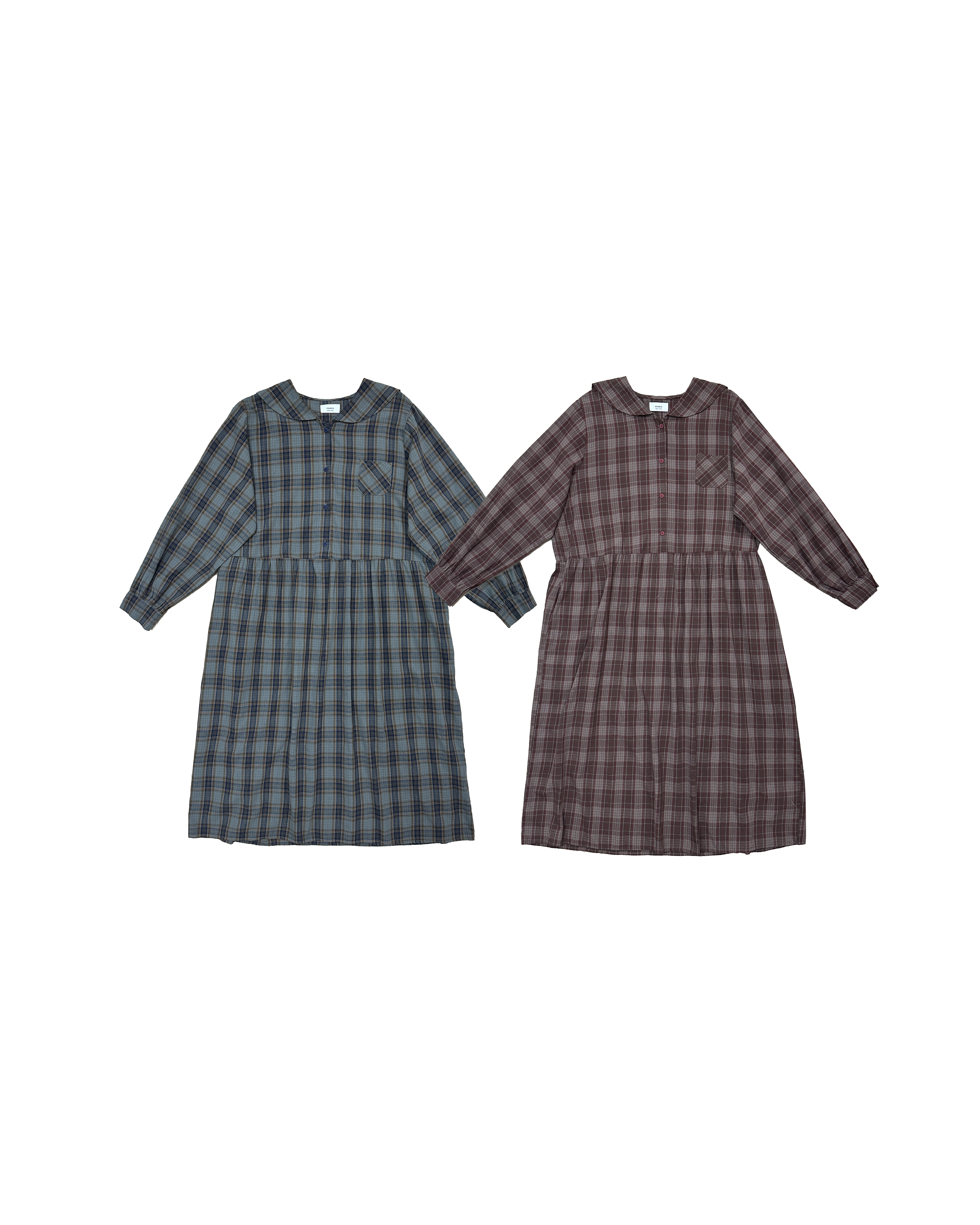 水手領格紋半開Onepiece