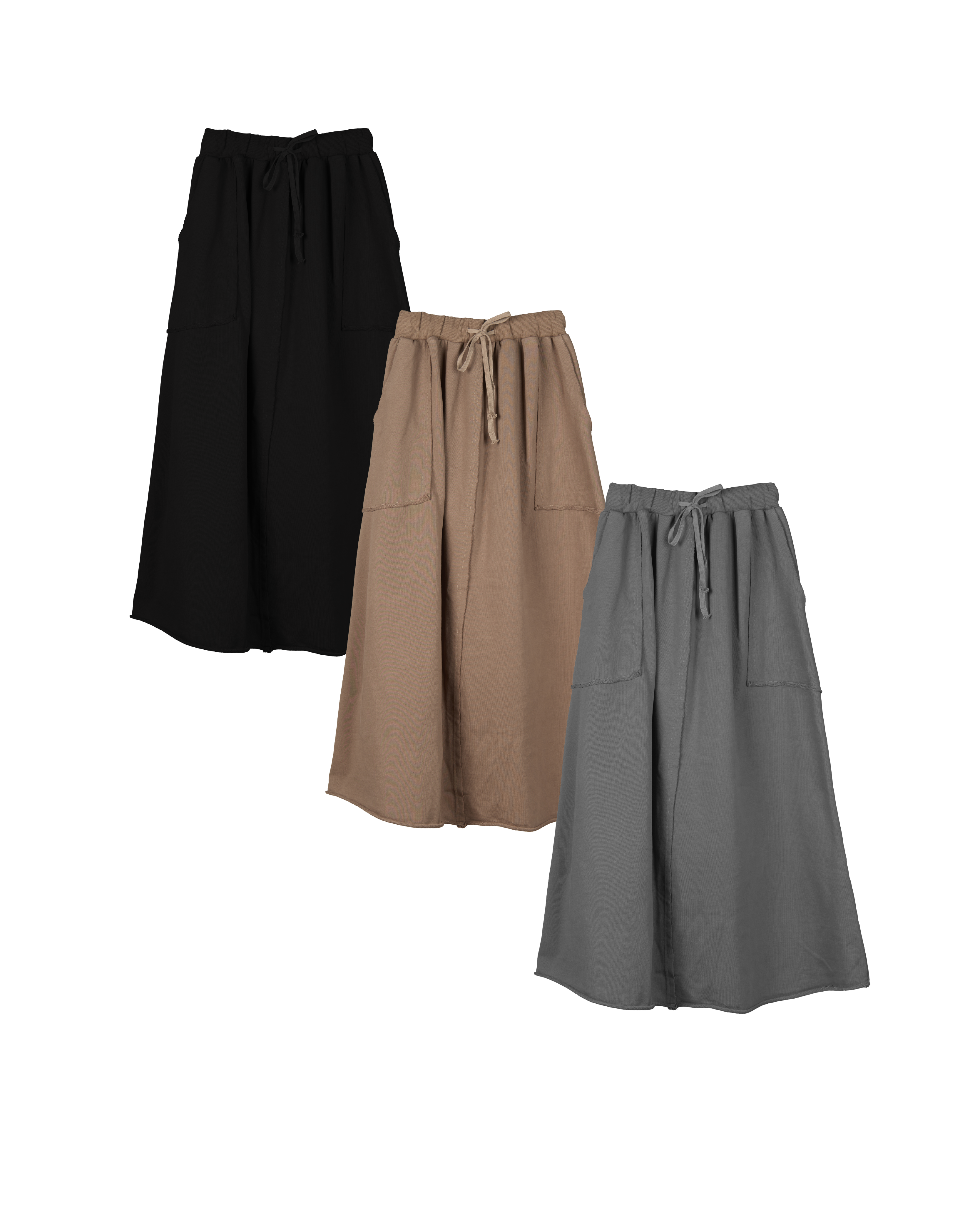 大口袋捲邊底衛衣料半裙