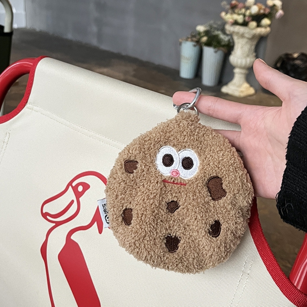 毛絨餅乾零錢掛脖包 曲奇表情餅乾包