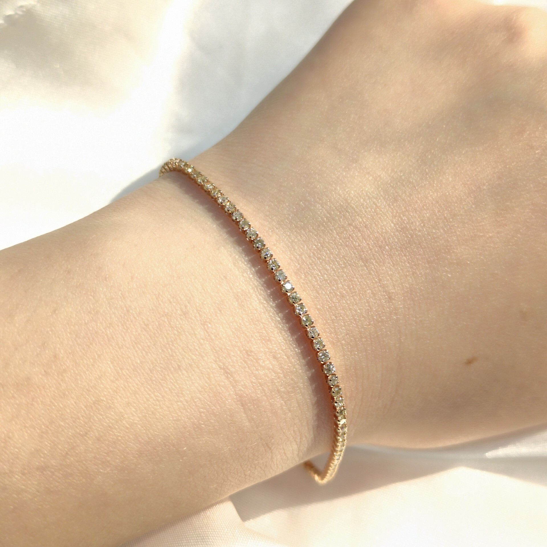 全新18K玫瑰金1卡41份鑽石手鍊