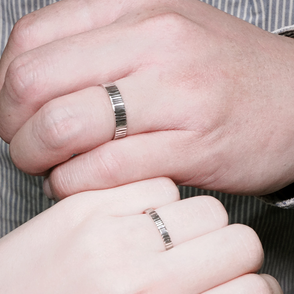 紋路銀戒 木紋設計 可刻字 純銀情侶對戒組 客製化情侶戒指