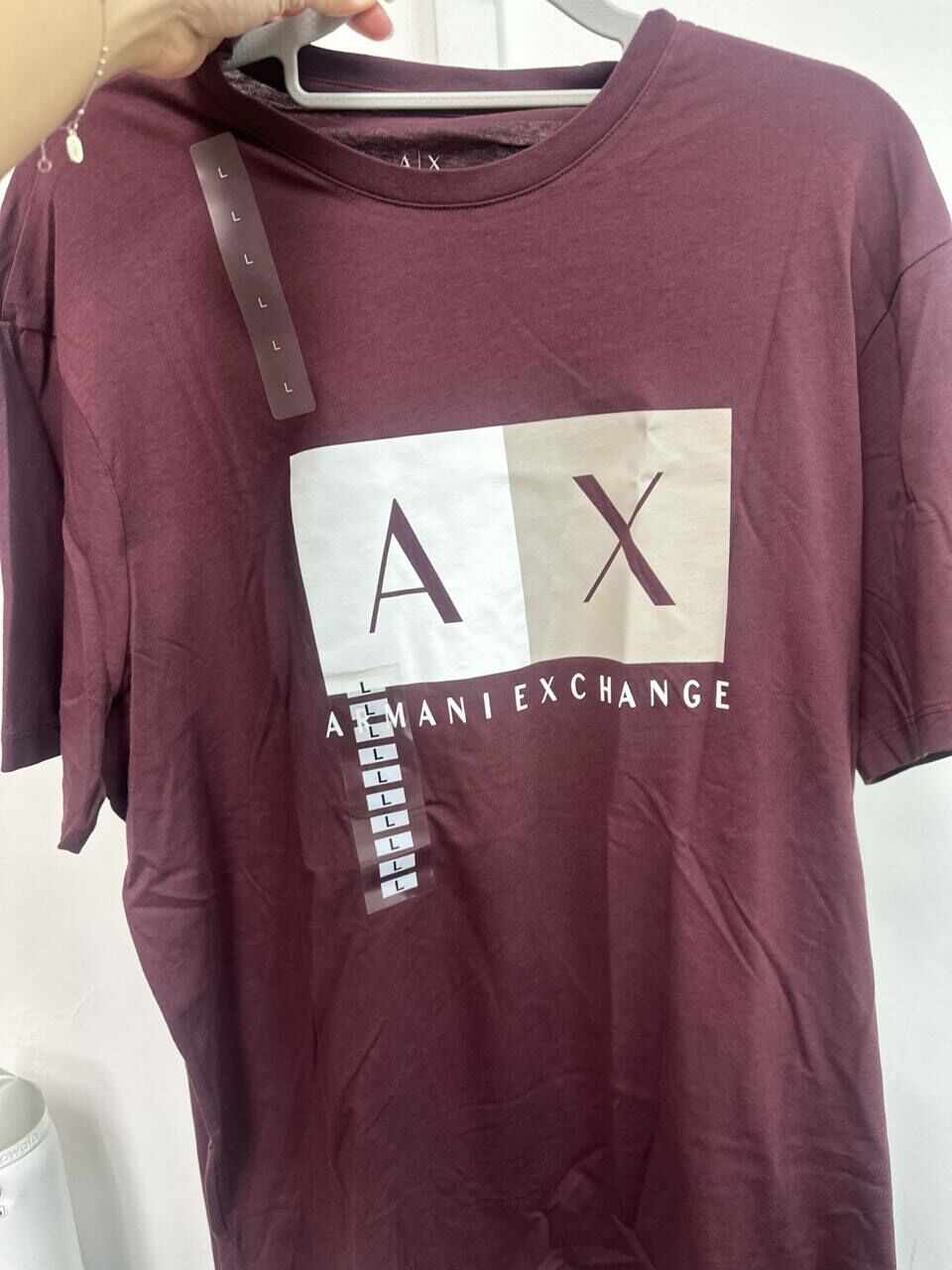 [S] ARMANI EXCHANGE LOGO SHORT SLEEVE T-SHIRT,MAROON, 7VZTCC-ZJ2MZ-14AU [FINAL SALE] (SAX279)