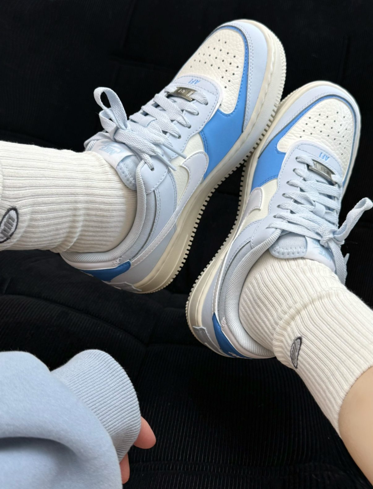 Nike Air Force 1 Shadow 奶油蘇打 藍色 拼接 白藍色 皮革 奶油底 女款 解構 DZ1847-400/預購