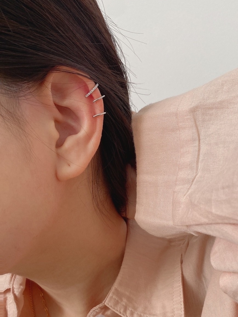 S925 triple long ear cuff