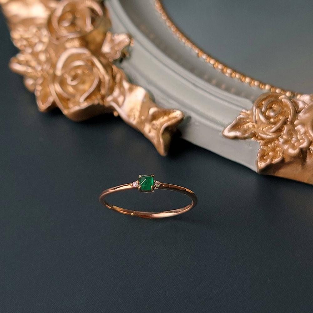 【me.luxe】K18糖塔祖母綠1分鑽戒