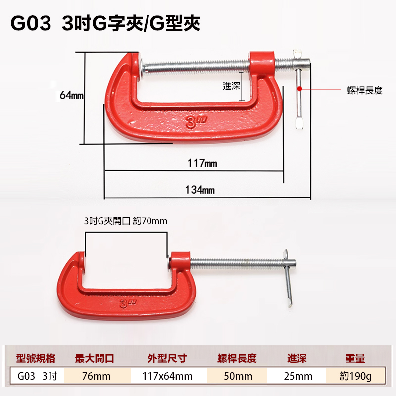 附發票｜G型夾系列｜g字夾 G型夾 木工夾子固定器c型f強力快速鐵夾多功能夾具重型 G01 G02 G03