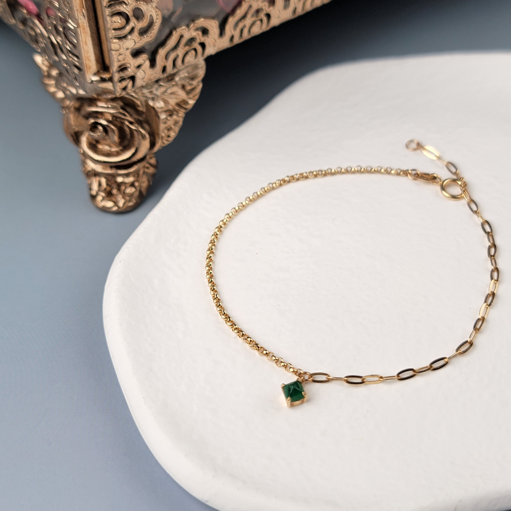 【me.luxe】K18糖塔祖母綠手鍊