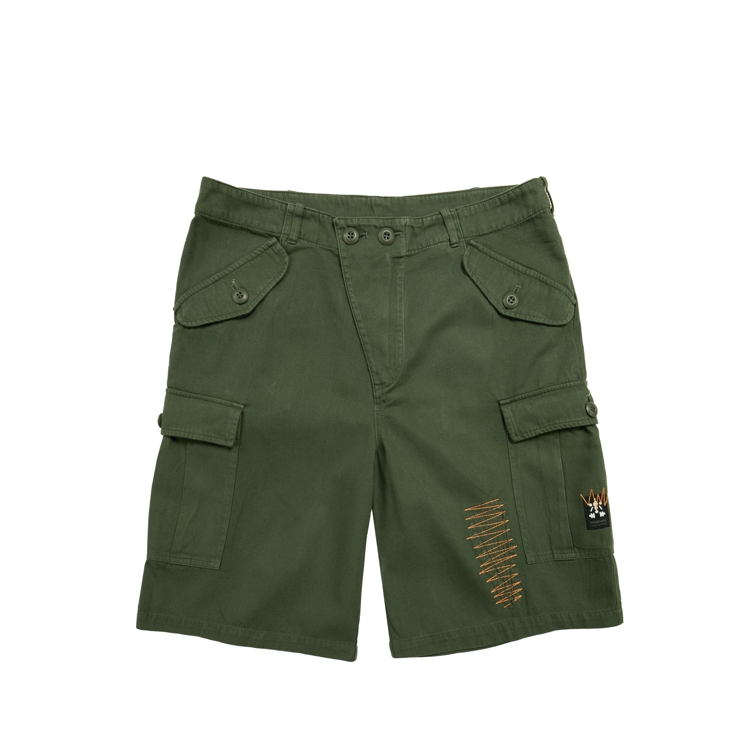 補丁六口袋傘兵短褲-陸軍綠