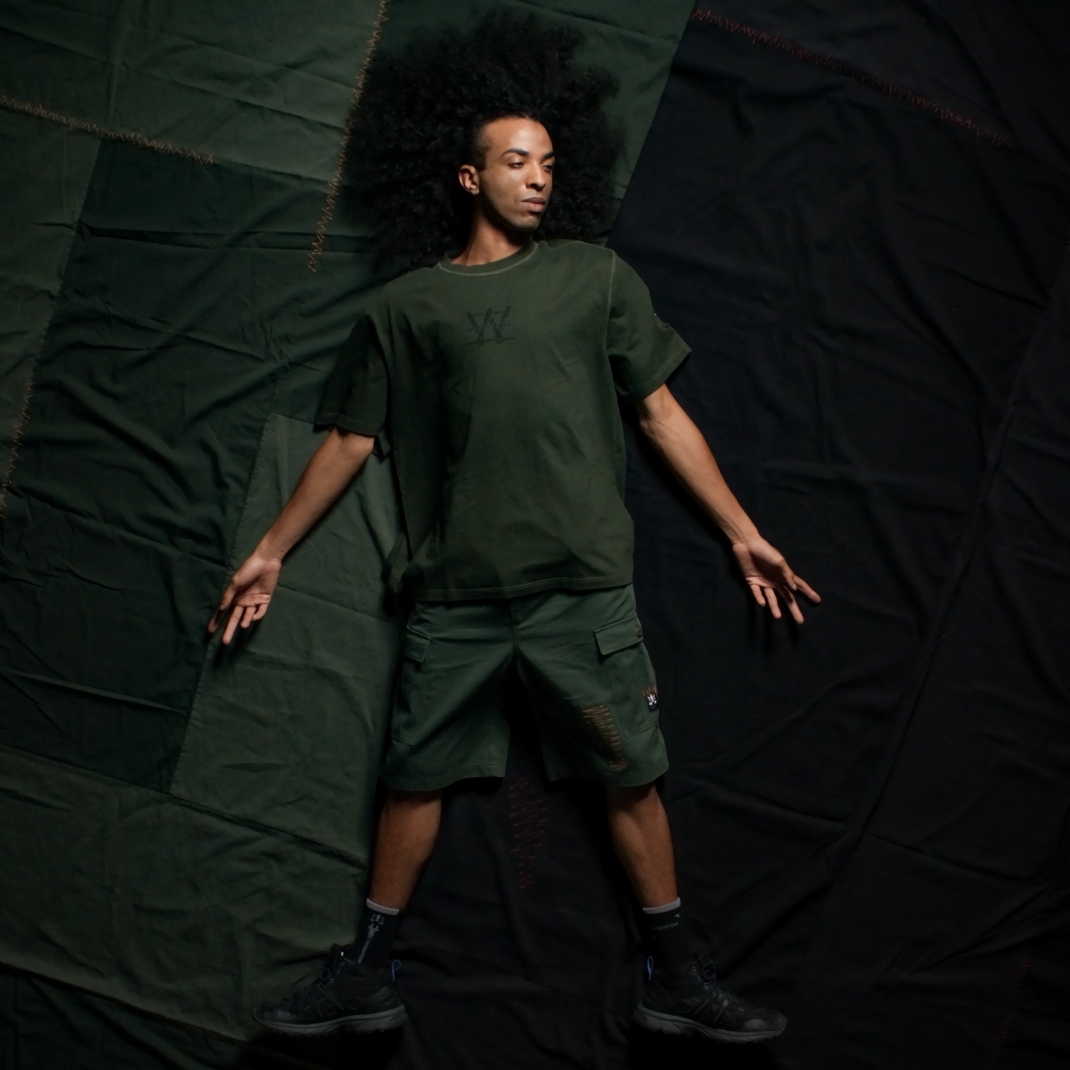 補丁六口袋傘兵短褲-陸軍綠