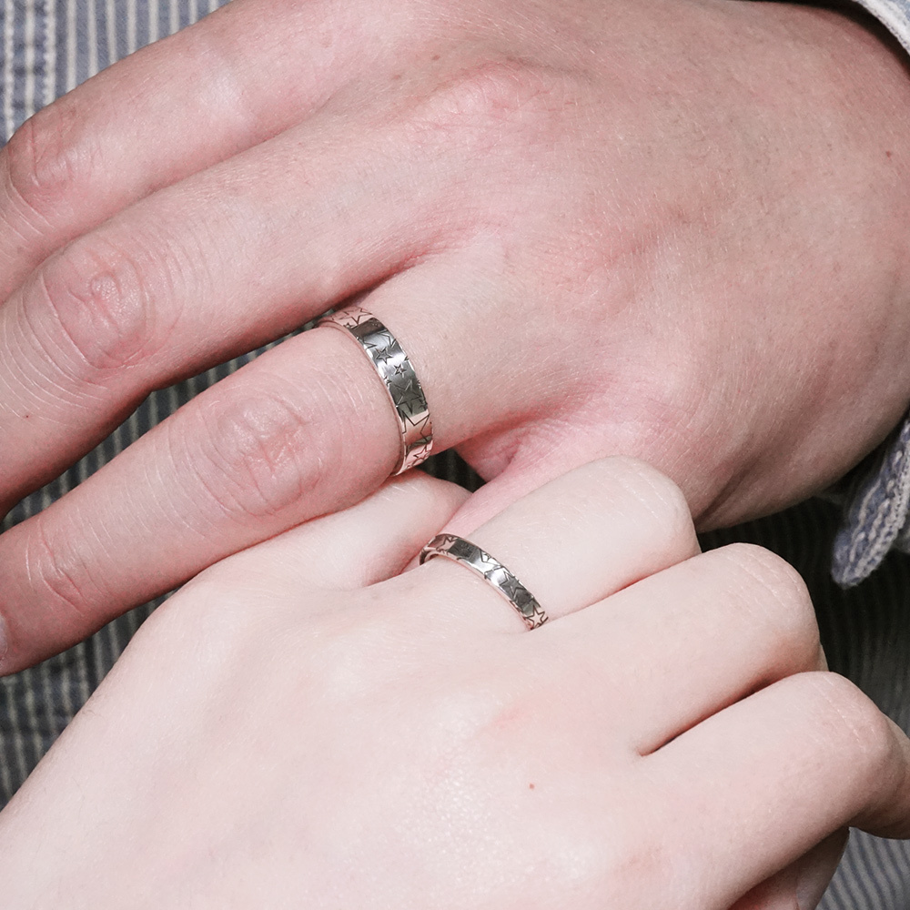 紋路銀戒 星辰設計 可刻字 純銀情侶對戒組 客製化情侶戒指