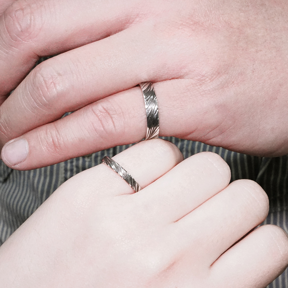 紋路銀戒 斜紋設計 可刻字 純銀情侶對戒組 客製化情侶戒指