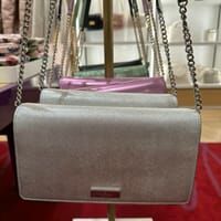 [S] KATE SPADE KI964 KENZIE METALLIC SAFFIA CONVERTIBLE CROSSBODY,LUNAR LIGHT, 196021555152 (SKS1555)