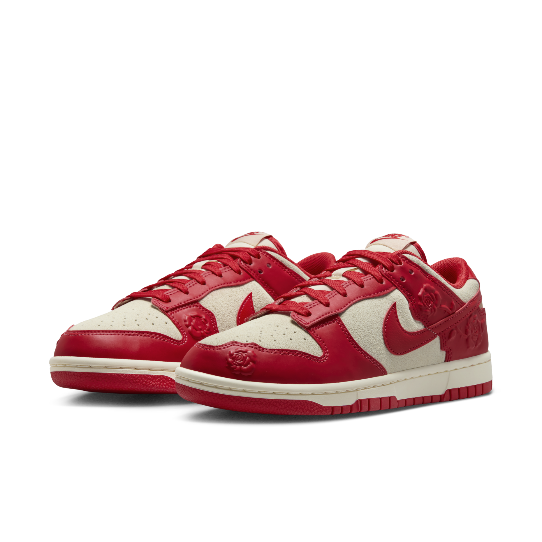 女鞋 NIKE DUNK LOW 'Red Rose' 紅玫瑰 浮雕玫瑰 皮革 復古 運動 休閒鞋【HF1986-100】