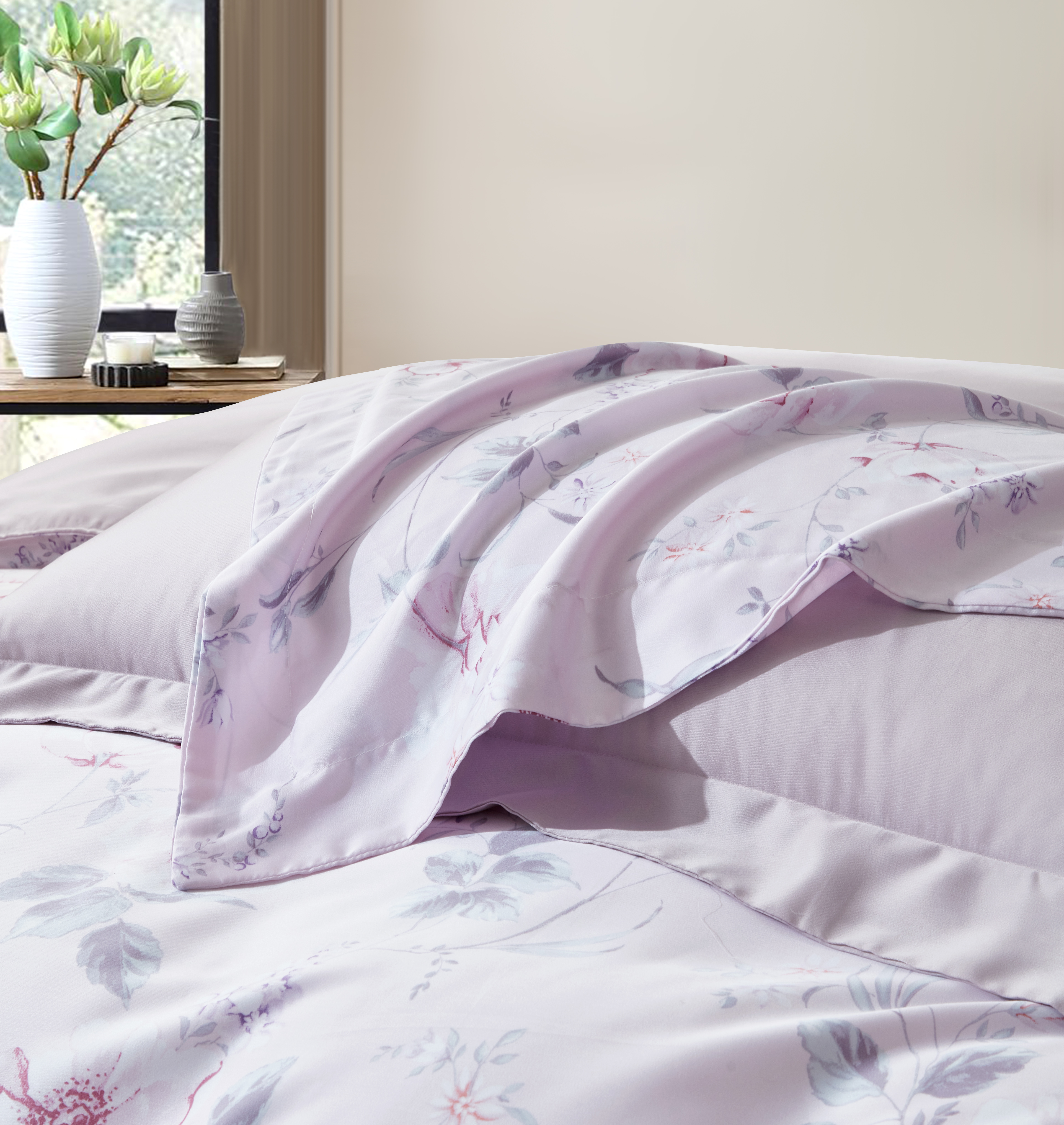 【全鋪棉】100%60支凡芮思【初晨煙花-粉】雙色翅膀款