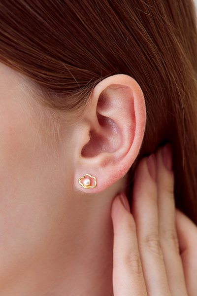 【925純銀】迷你珍珠雲朵。銀針耳環