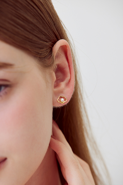 【925純銀】迷你珍珠雲朵。銀針耳環