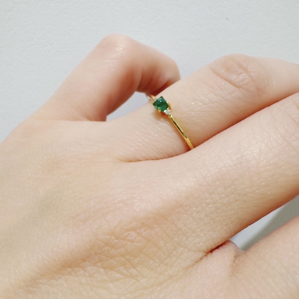 【me.luxe】K18糖塔祖母綠1分鑽戒