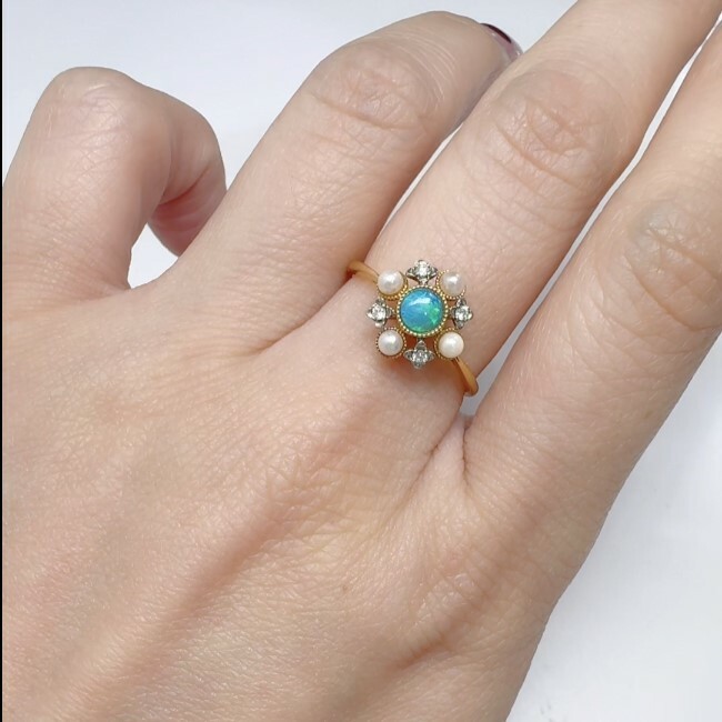 【me.luxe】K18蛋白石akoya珍珠雪花戒