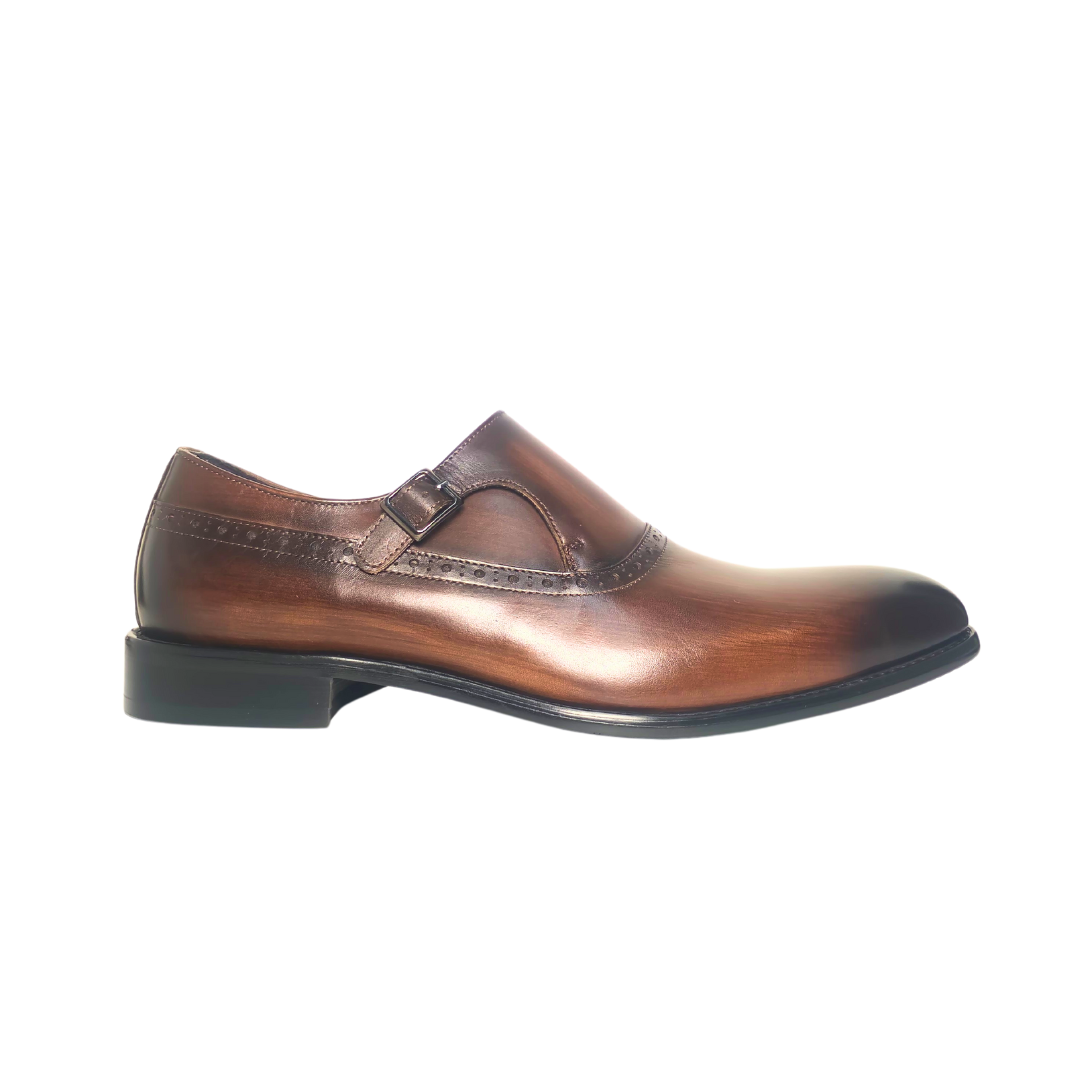 Revic 男裝皮鞋 | OF-39 | 啡色素面單扣皮鞋