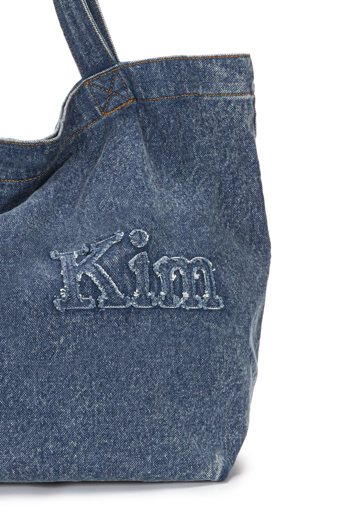 LOGO WASHED DENIM TOTE BAG IN BLUE