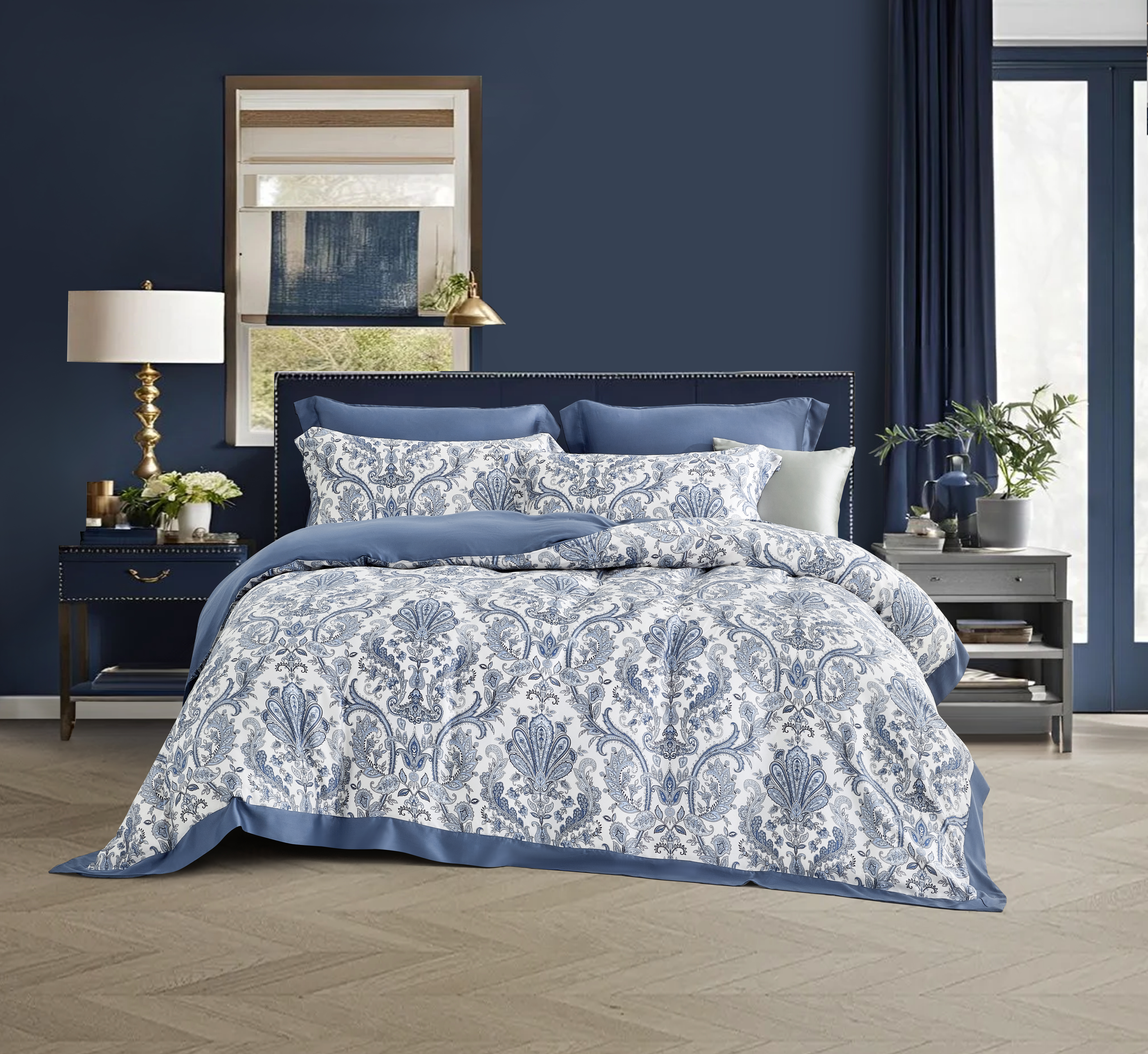 【全鋪棉】100%萊賽爾天絲|凡芮思【藍爵】雙色翅膀款