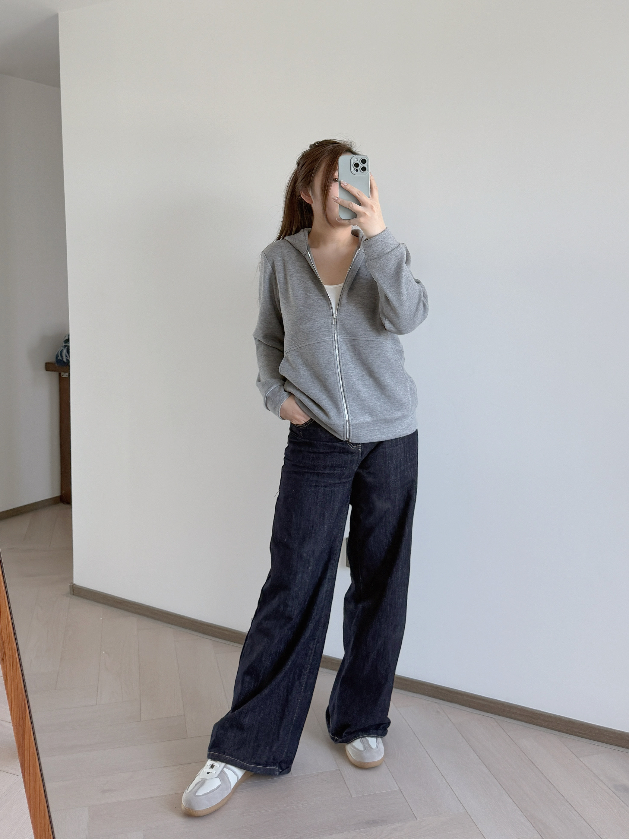 現貨 7140 深藍闊腳牛仔褲