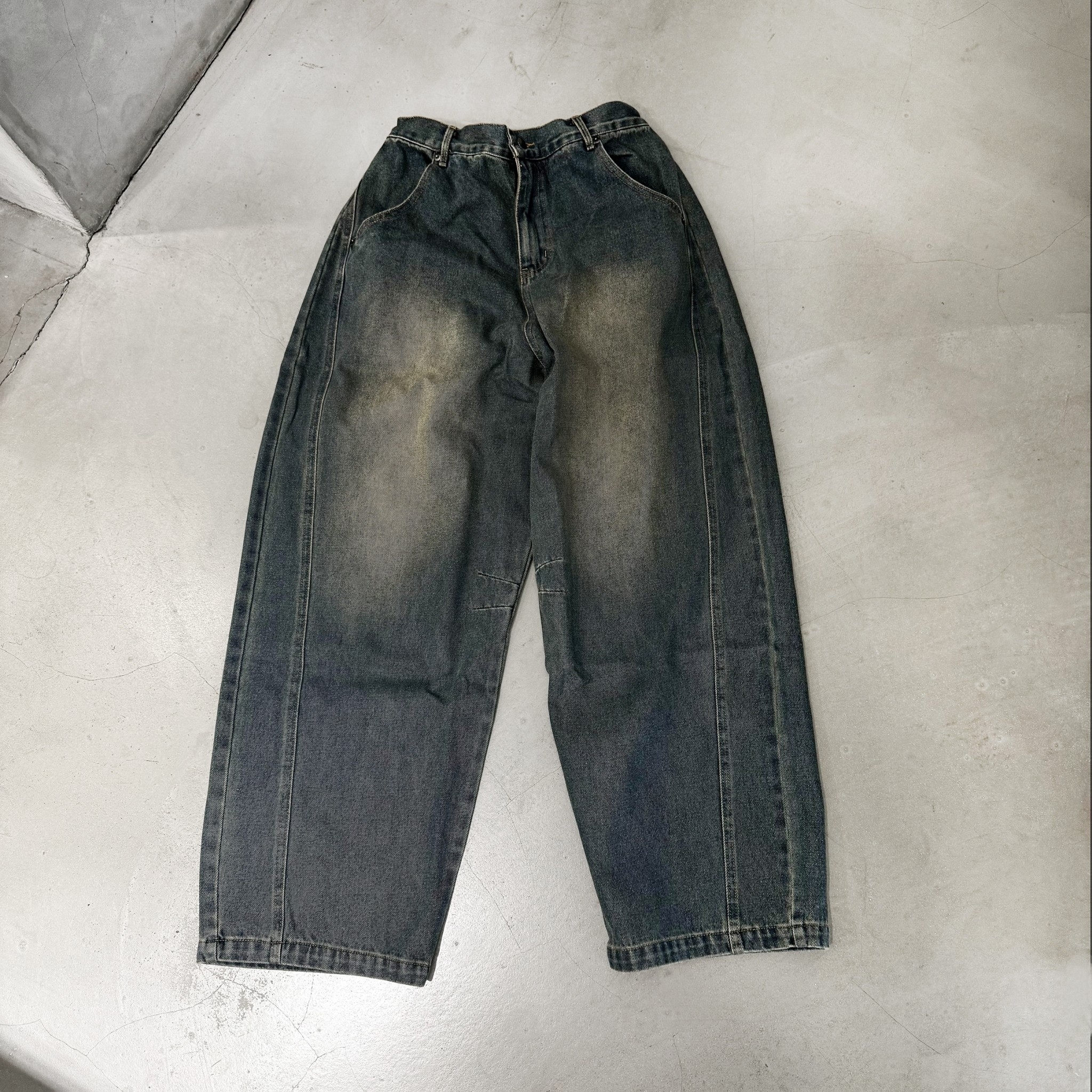 淤泥寬版落地牛仔褲 68865