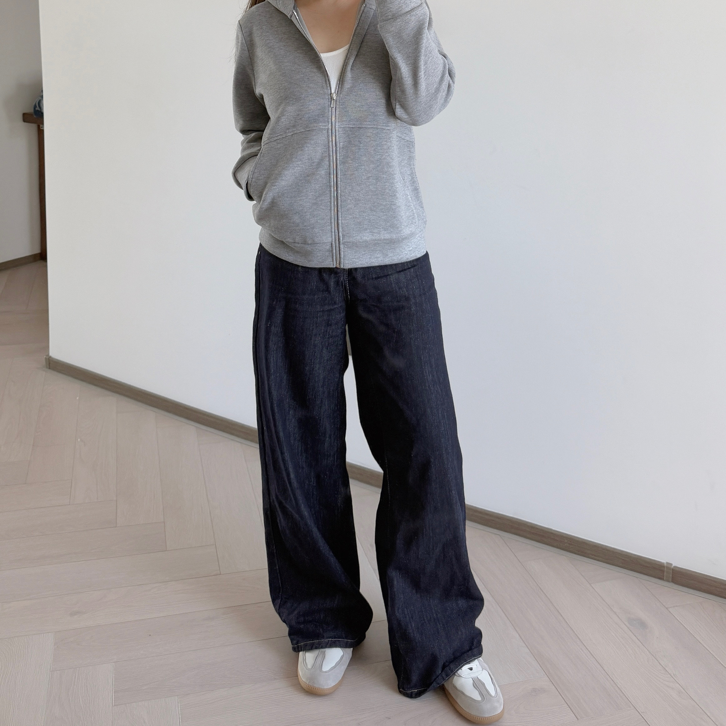 現貨 7140 深藍闊腳牛仔褲