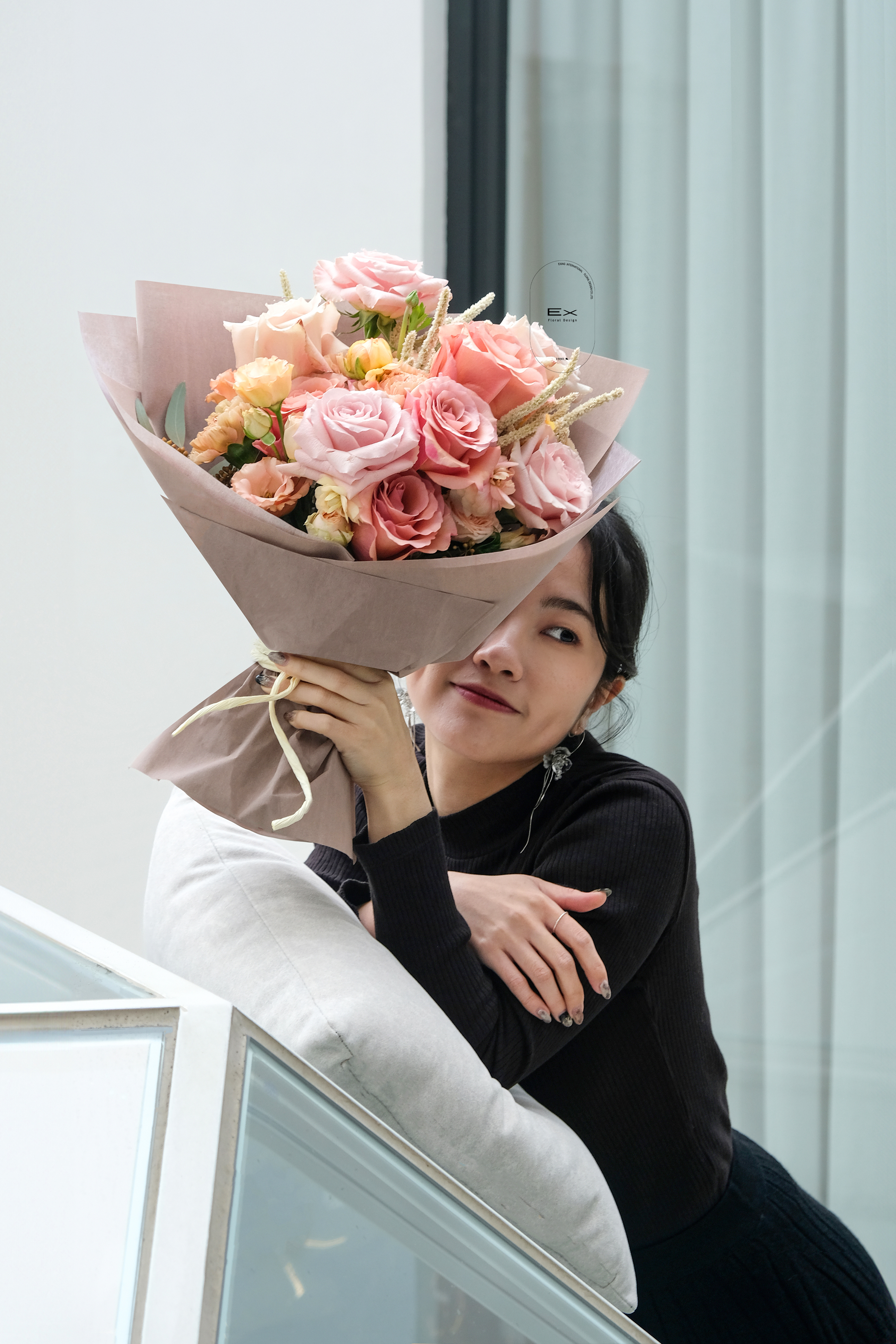 soul mate 奶茶色 鮮花束 情人節花束